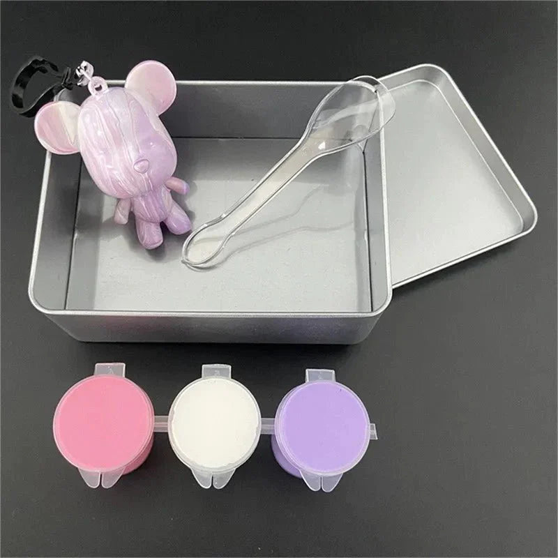 Charming Moshibear Keychain in Pink, White and Purple